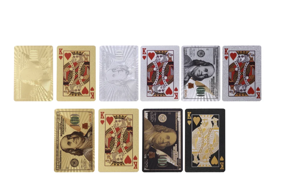 100 dollar gold foil playing cards