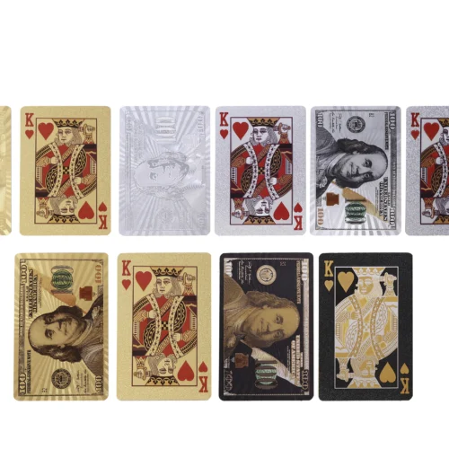 100 dollar gold foil playing cards