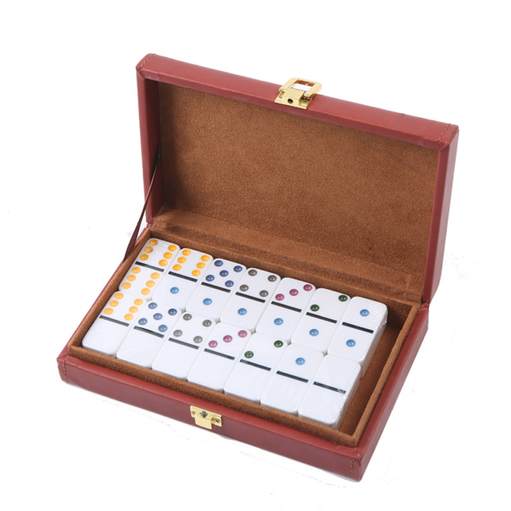 luxury domino set with leather box for wholesale and OEM