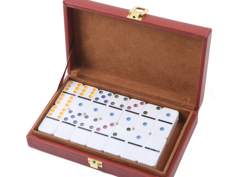 luxury domino set with leather box for wholesale and OEM