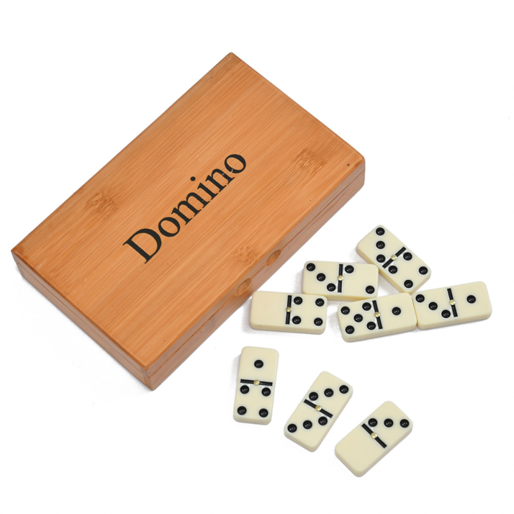 28 Pieces Double Six Ivory Dominoes Set Ivory Dominoes Set with Spinners in Wooden Box
