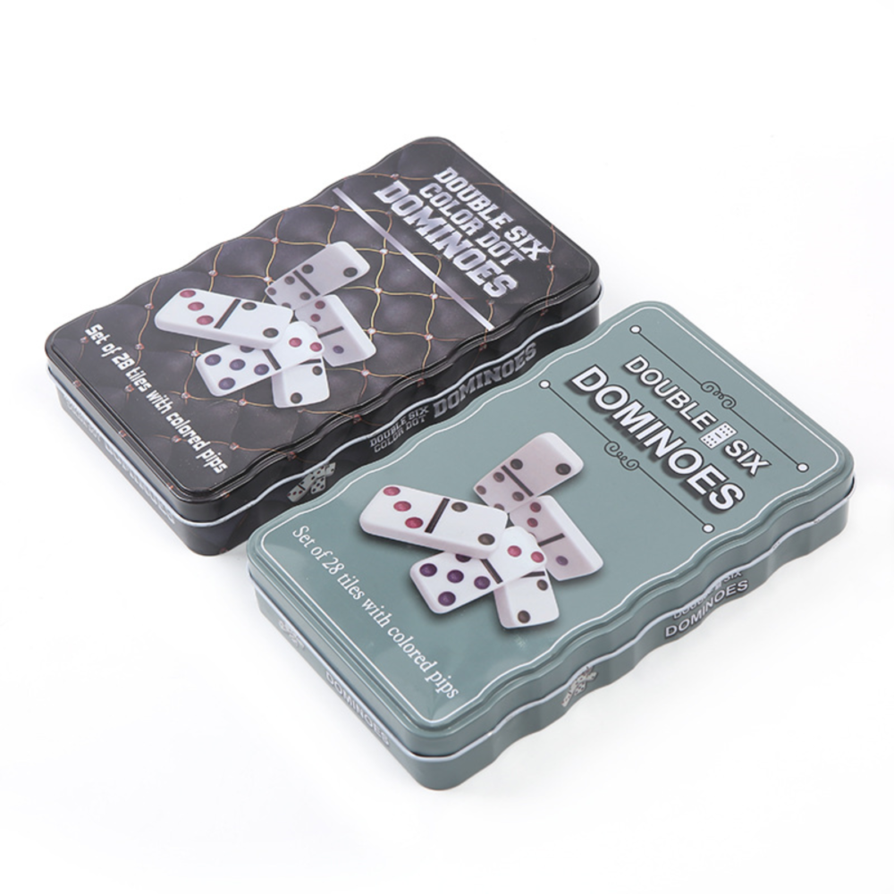 Wholesale Double Six Color Dot Dominoes Set with Tin Box